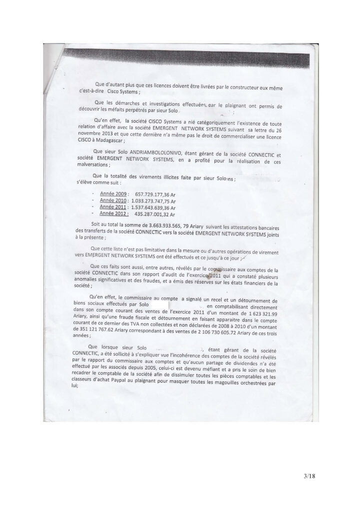 Contre-argumentation – Réponse à l’allégation de « factures fictives » dans la plainte de Ranarison Tsilavo